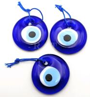 3 New Lampwork Glass Evil Eye Hanging Charms (2.25" wide ea)