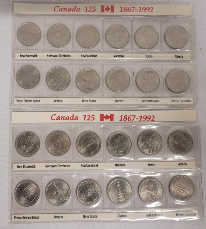 1992 (1867-) Canada 125 Quarter 25-Cent Sets - Two (2) Complete Sets .