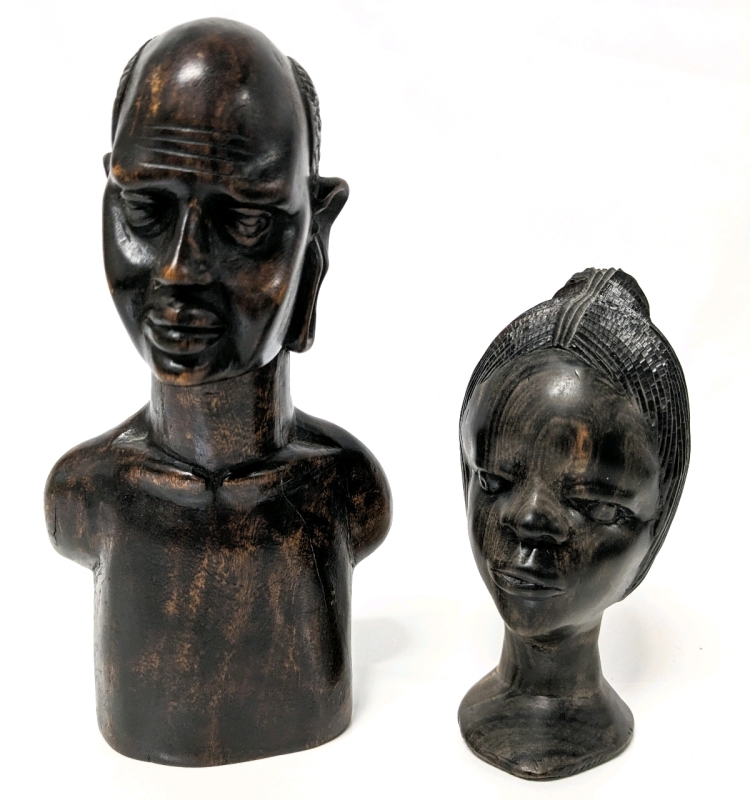 Pair of Vintage Carved African Busts