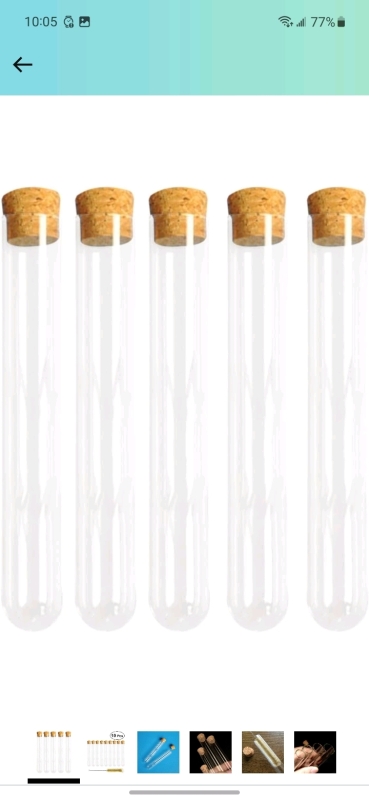 25 New Glass Test Tubes with Cork Stoppers