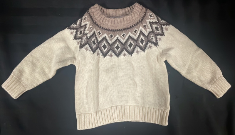 NEW with tags Old Navy Sweater for 18 - 24 Months Cream colour with Brown collar design