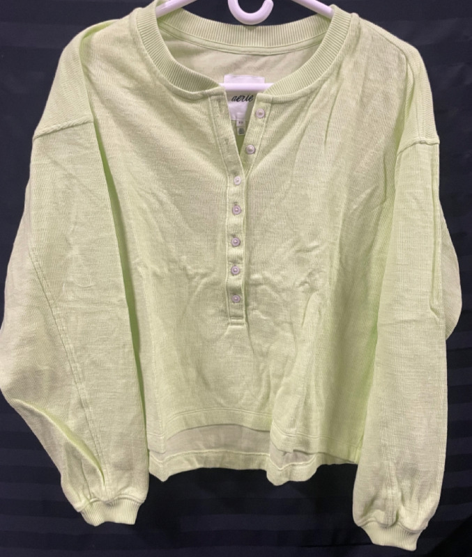 NEW with tags aerie lime green sweater with button half front size small