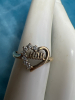 10K Gold Open Heart MOM Ring clear Stones - 2