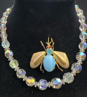 Jelly Belly Rhinestone Bee Brooch CORO Crystal Choker