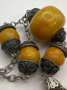 Vintage 3 Necklaces Bracelet and Belt Statement Black and Orange - 5