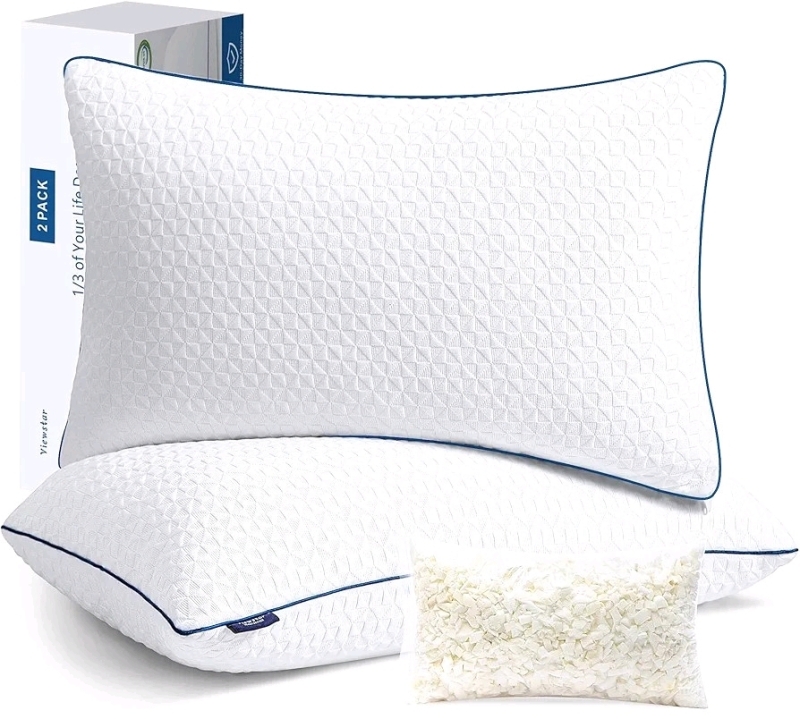 Viewstar 2 Pack Cooling Shredded Memory Foam Pillows Queen Size