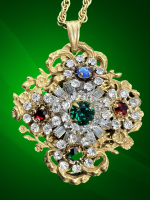 Dazzling Miriam Haskell Rhinestone Maltese Cross signed Pendant and Chain