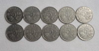 1922 - 1936 Canadian King George V Nickel Lot - 10 Coins