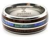 Stunning Tungsten Style Ring w Wood & Abalone Inlay Size 6. - 2