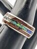 Stunning Tungsten Style Ring w Wood & Abalone Inlay Size 6. - 3