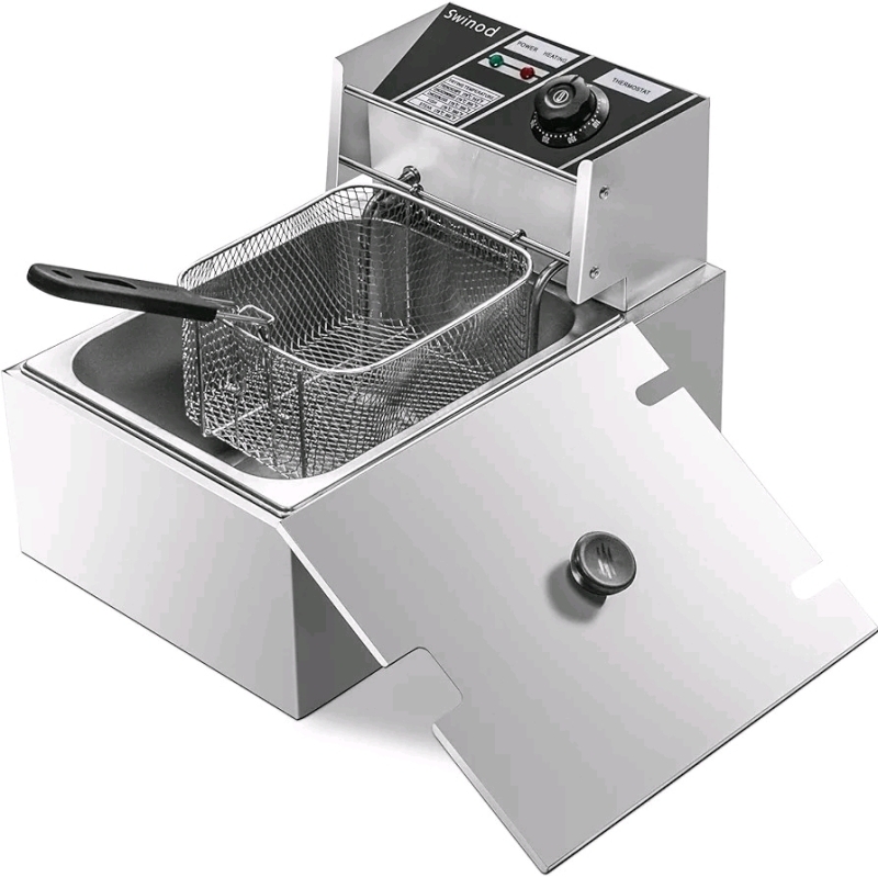 Swinod Countertop 6L Deep Fryer with Basket and Lid