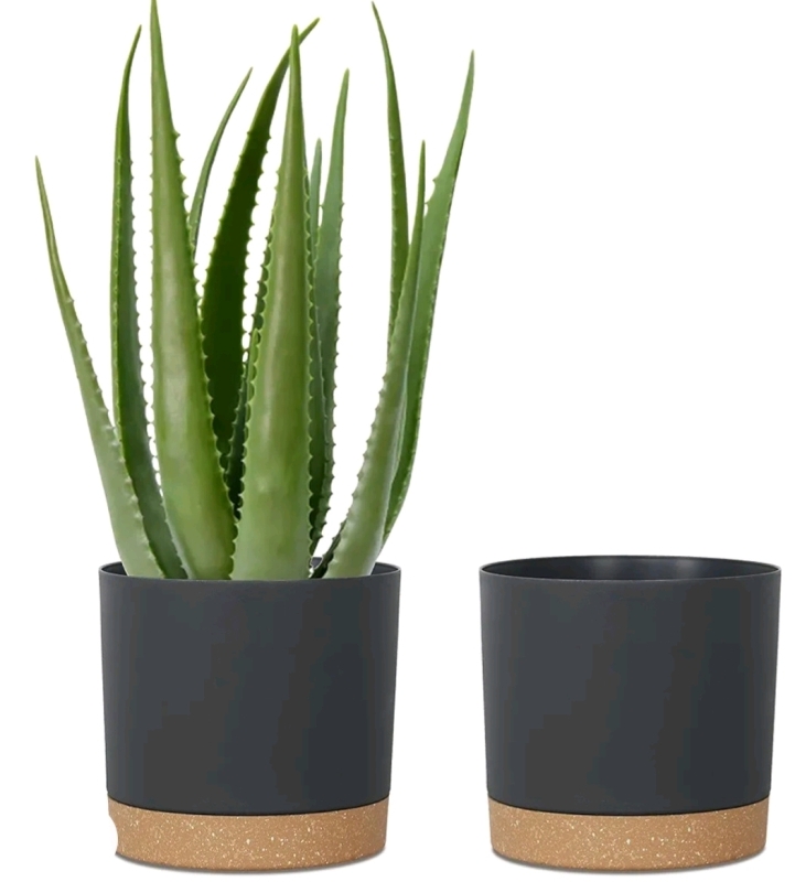 Kubvici 10" Plant Pots for Indoor Plants w/Drainage Saucer , 2 Pack - New