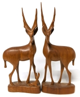 Vintage Carved Teak Gazelles