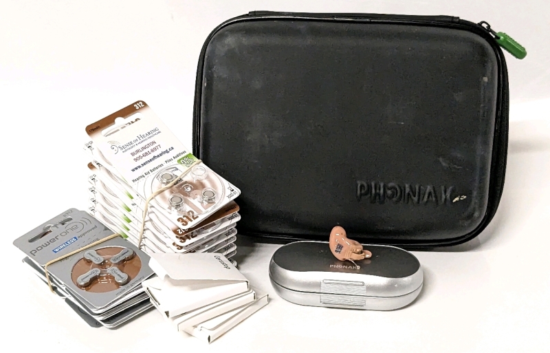 Phonak Cros B-312 Hearing Aid + 28 Packages of 312 Hearing Aid Batteries (As-is)