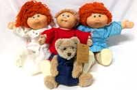 3 Vintage Cabbage Patch Kids Dolls + New Indigo Teddy Bear Gift Card Holder