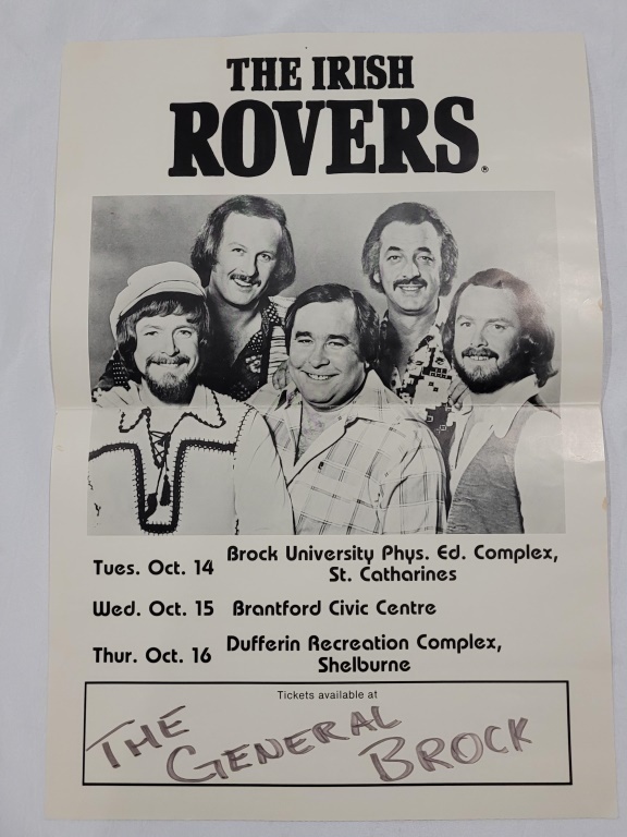 Vintage ' The Irish Rovers ' Concert Poster measures 13.5"×19.5"