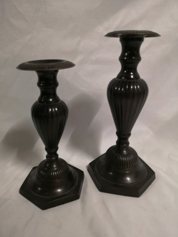 Pair of Metal Candle Holders - Heavy