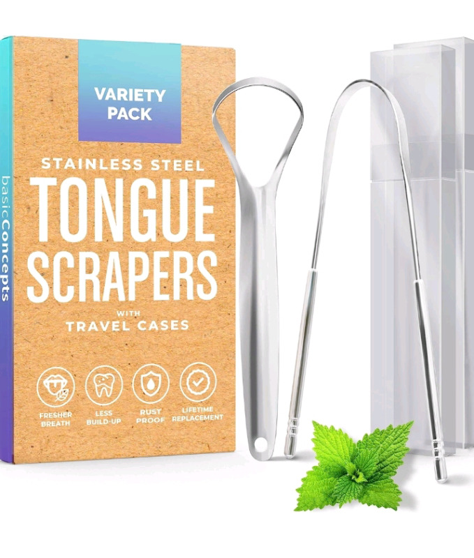 3 New Basic Concepts Variety Pack Tongue Scrapers - 2 Scrapers with Cases (6 total)