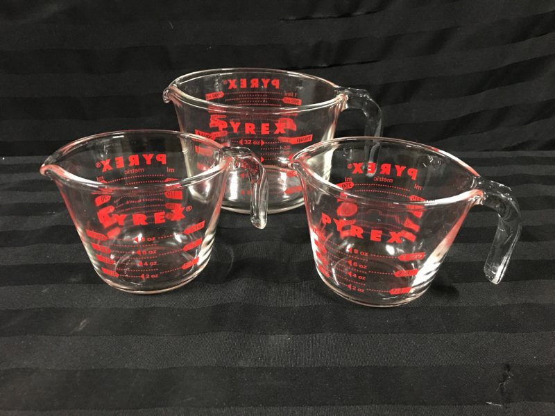 3 Pyrex Measuring Cups