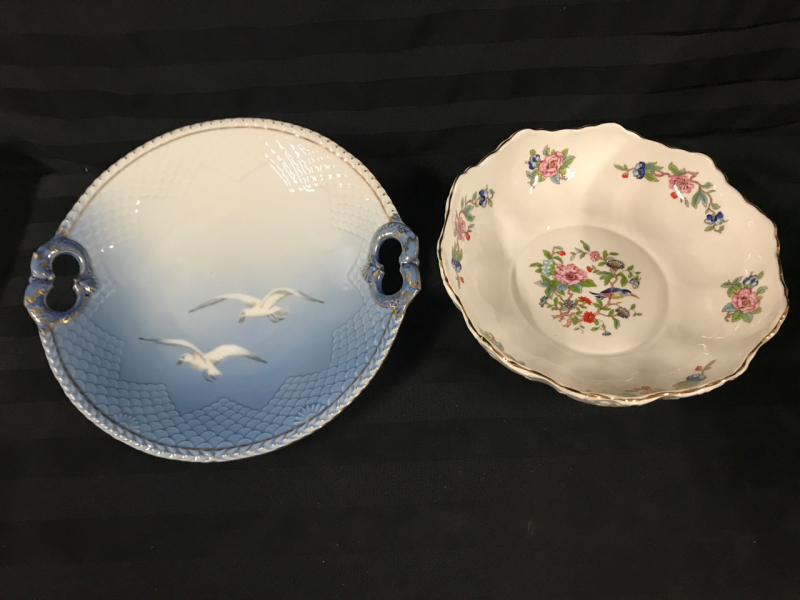 Aynsley Pembroke Bowl & Kjobemhavn made in Denmark Seagull Cake Plate