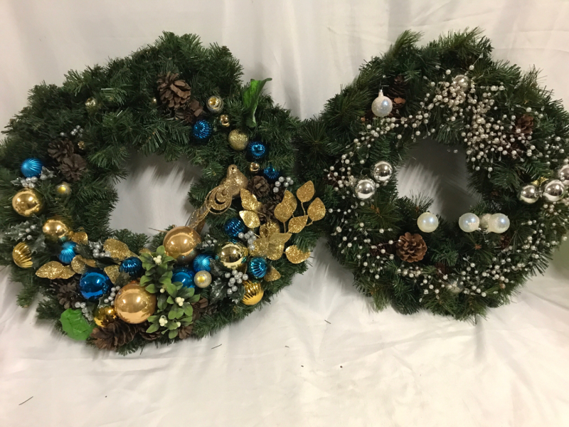 2 Christmas Wreaths 18 inches wide