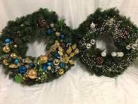 2 Christmas Wreaths 18 inches wide