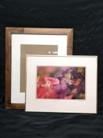 Signed Framed Flowers & Wooden Picture Frame