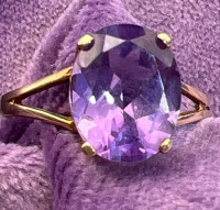 10K Rose Gold Amethyst Faceted Stone Ring