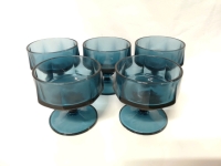 5 Vintage Indiana Colony Blue Nouveau Sherbet Glasses