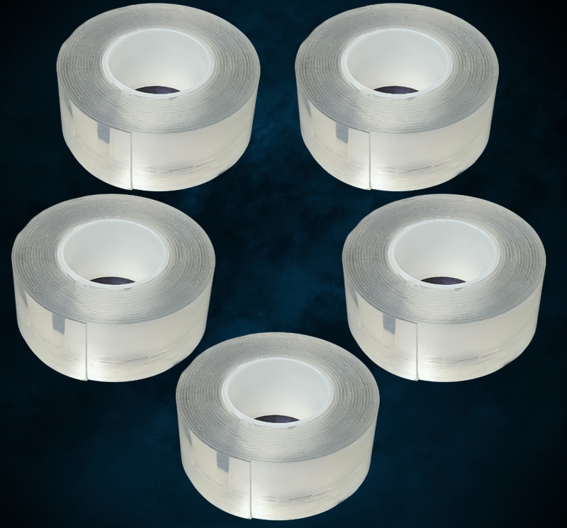 5 New Rolls of Clear Double Sided Tape (3cm x 3m x 0.1cm)