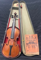 Vintage Violin with case and E easy Z method book on how to play the violin