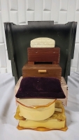 7 Vintage Trinket Boxes / Jewel Cases & Wood Box