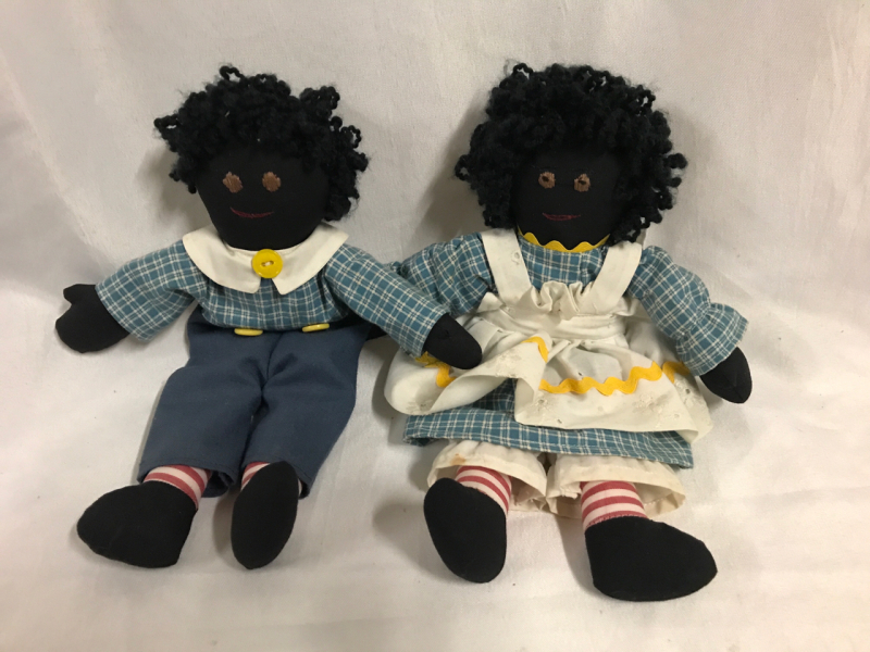 Pr Hand Crafted Rag Dolls 10 inches tall