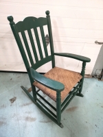 Vintage Wooden Rocker with Wicker Seat