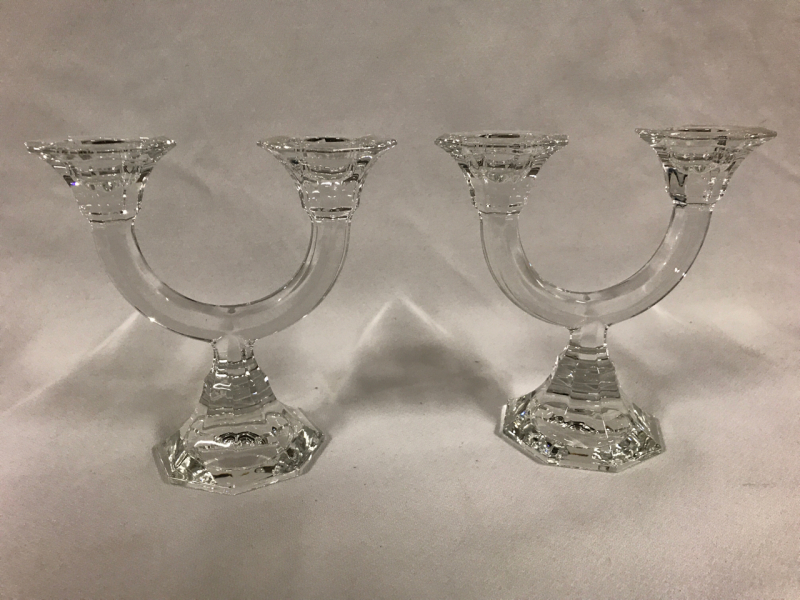 Villeroy Boch Crystal Candelabra Pr 6.5 inches tall