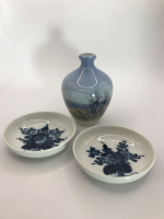 Royal Copenhagen Denmark Vase 4 in & 2 Pin Dishes 3 3/4 inches wide