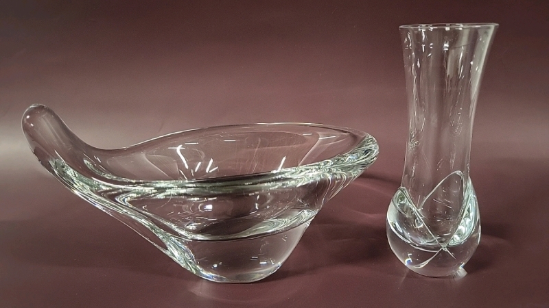 Vintage Daum Crystal Vase & Bowl