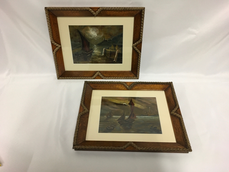 Antique Oil Paintings of Ships Signed