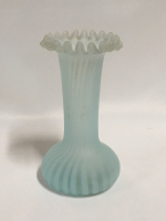 Victorian Blue Striped Satin Glass Vase