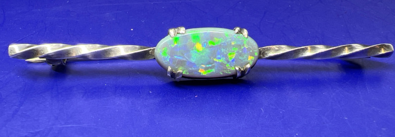 Antique Sterling Opal Brooch