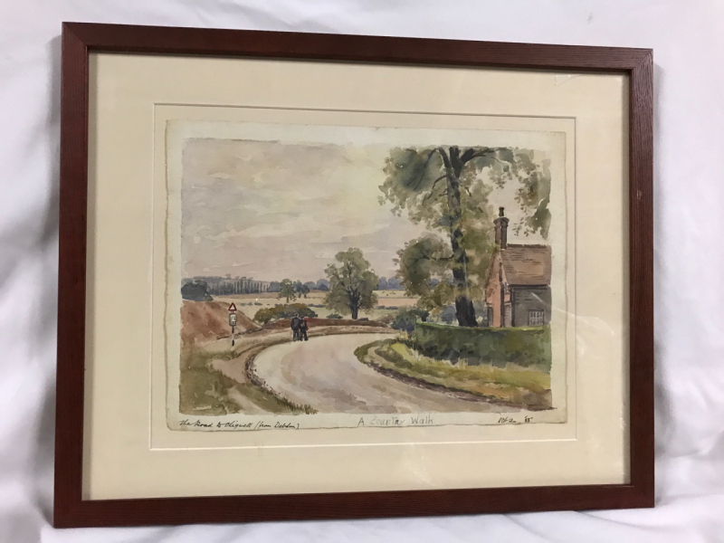 English Watercolour Dated 1953 The Road to Chigwell