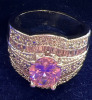 Pink Cubic Zirconia Silver Tone Ring