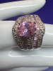 Pink Cubic Zirconia Silver Tone Ring - 4