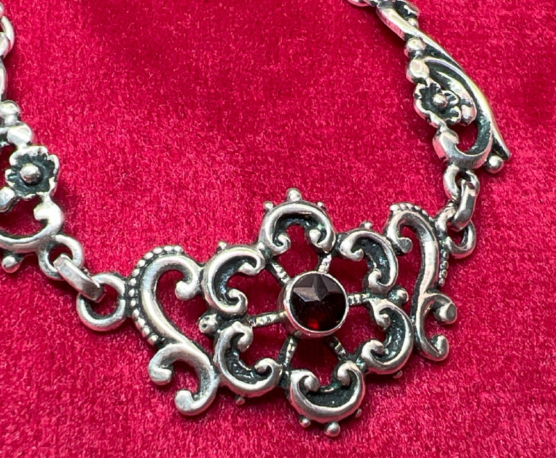 Antique 835 Silver Garnet Necklace