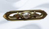 Antique 14K Gold 585 Pearl and Yellow Gold Brooch - 2