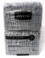 40 New DEPENDS Disposable Underwear Size: S-M 26-34" Waist