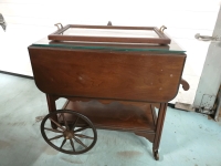 Vintage Wooden Tea Caddy with Glass Tray and Drawer