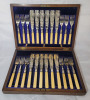 Antique Allen & Darwin Silver Plate Fish Set Silverware in Original Wood Box w/Key