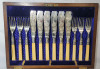 Antique Allen & Darwin Silver Plate Fish Set Silverware in Original Wood Box w/Key - 2