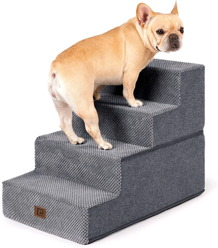 EHEYCIGA 4-Step Dog Stairs for Small Dogs , Also Folds Down . New